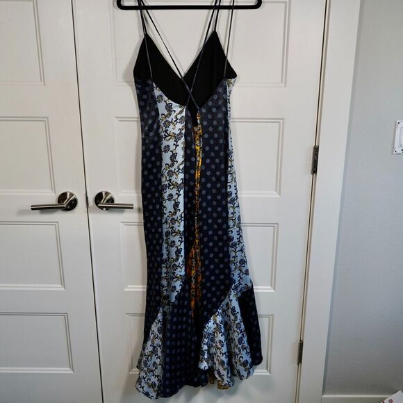 Topshop Godet Mixed Print Midi Bohemian Slip Floral Strappy Dress Size 6 - Picture 4 of 9